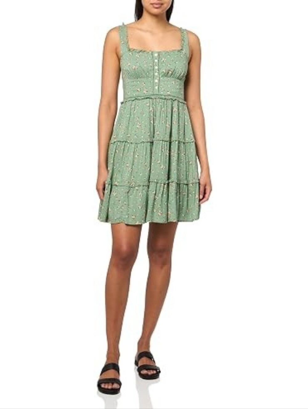 Lucky Brand Green Floral Tiered Ruffle Mini Sundress - Women's - Size XL